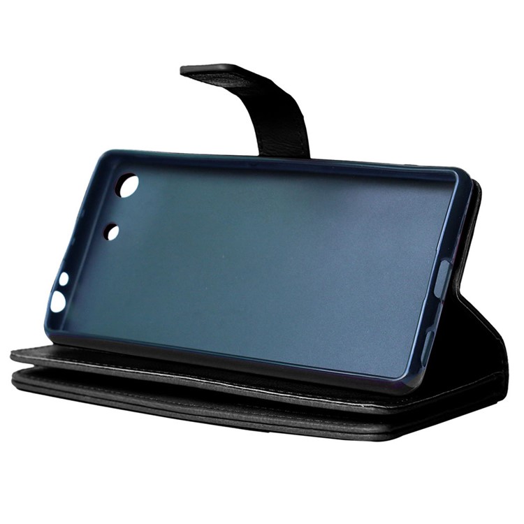 Crazy Horse Leather 9 Card Slots Wallet Stand Case for Sony Xperia M5 / M5 Dual - Black-4