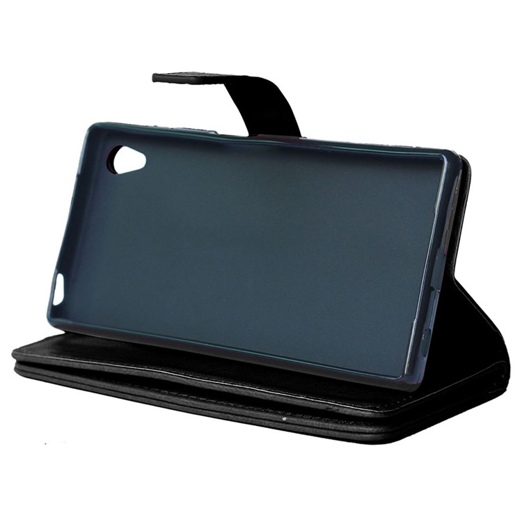 For Sony Xperia Z5 Crazy Horse 9 Card Slots Wallet Leather Stand Case - Black-4