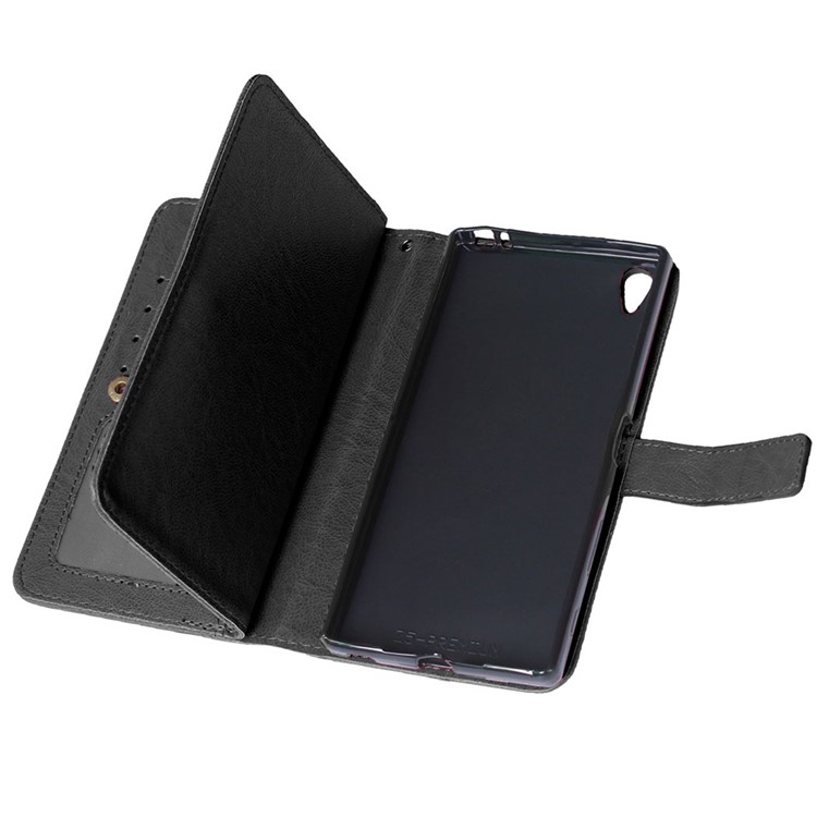 9 Card Slots Wallet Crazy Horse Leather Case for Sony Xperia Z5 Premium / Premium dual - Black-4