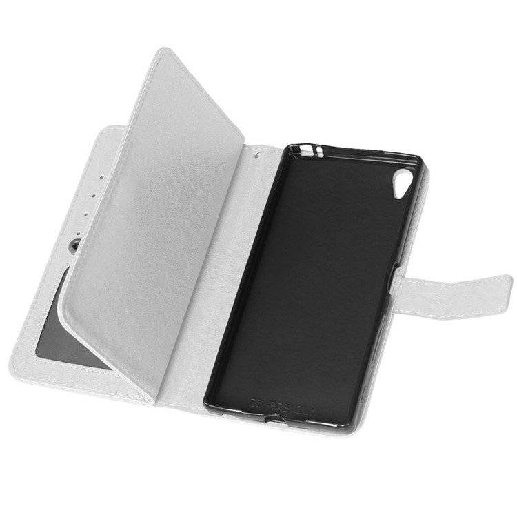 9 Card Slots Crazy Horse Leather Wallet Case for Sony Xperia Z5 Premium / Premium dual - White-4