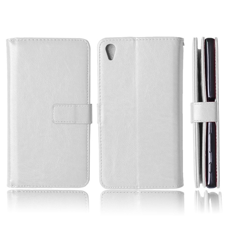 9 Card Slots Crazy Horse Leather Wallet Case for Sony Xperia Z5 Premium / Premium dual - White-8
