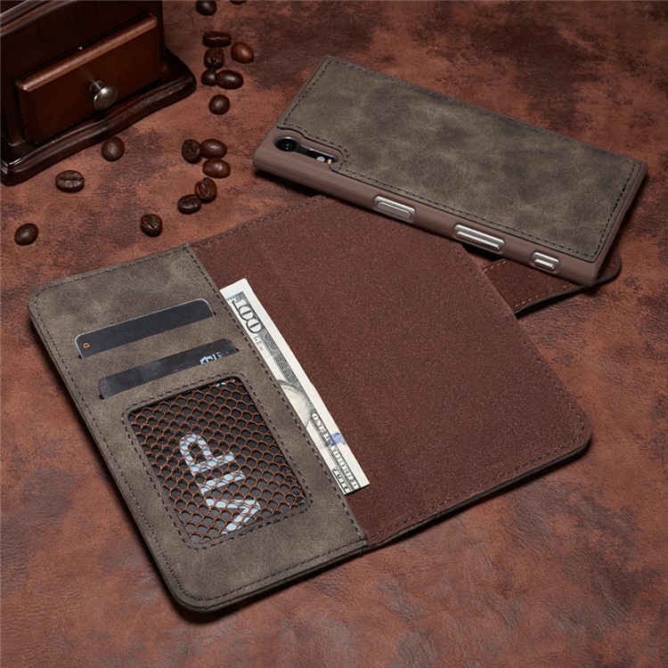 For Sony Xperia XZs / XZ Detachable 2-in-1 Vintage Leather Wallet Cover + PC Phone Case - Grey-6