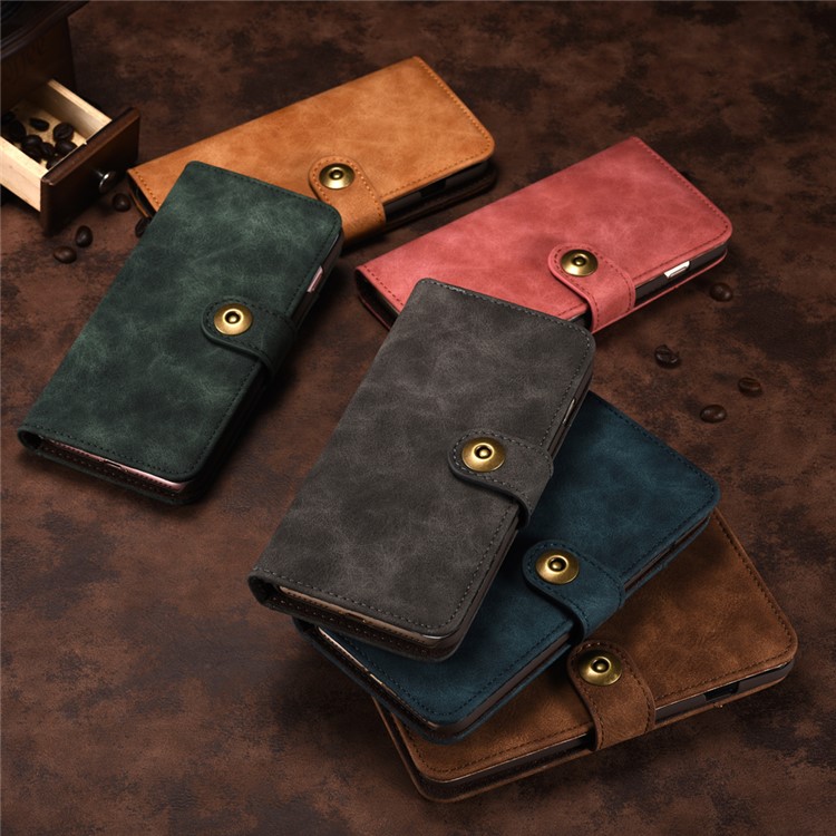 For Sony Xperia XZs / XZ Detachable 2-in-1 Vintage Leather Wallet Cover + PC Phone Case - Grey-8