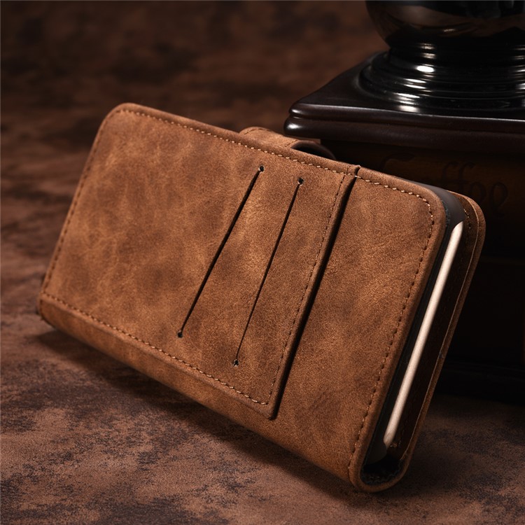 2-in-1 Wallet Vintage Leather Cover + Movable PC Case for Sony Xperia XZs / XZ - Dark Brown-4