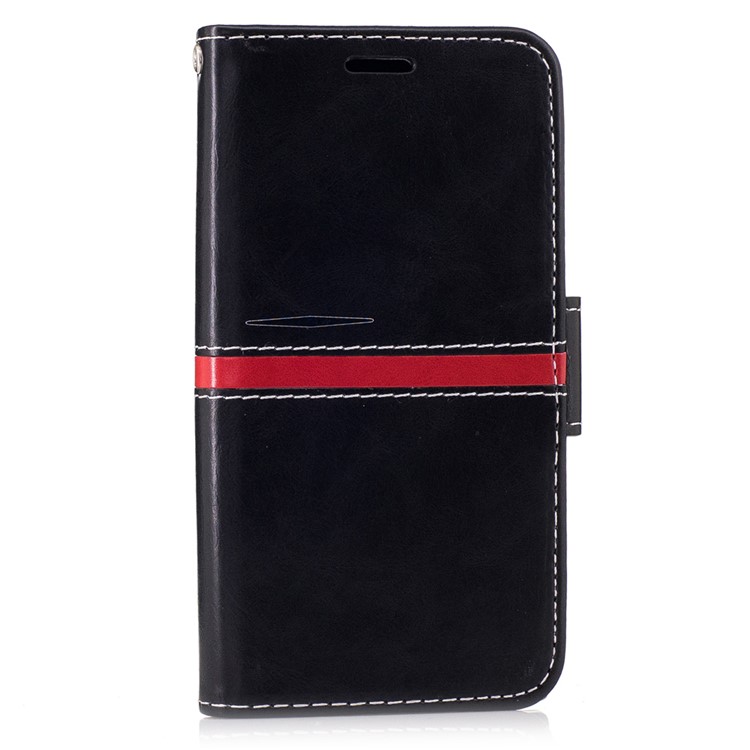 For Sony Xperia X Compact Graceful Stitching Wallet Leather Phone Case Stand - Black-1
