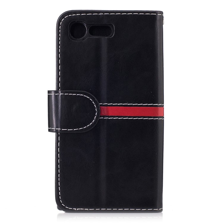 For Sony Xperia X Compact Graceful Stitching Wallet Leather Phone Case Stand - Black-2