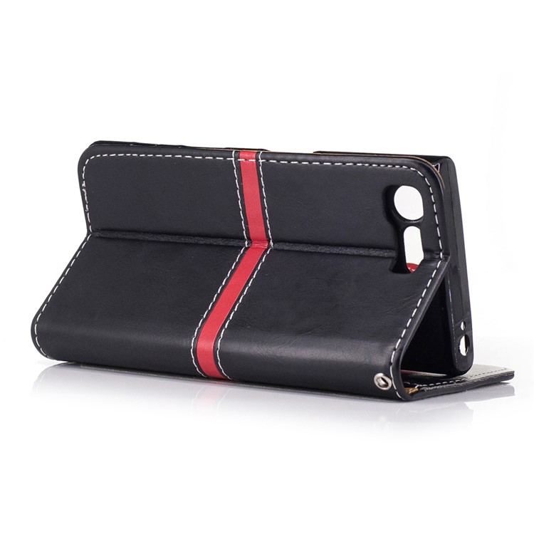 For Sony Xperia X Compact Graceful Stitching Wallet Leather Phone Case Stand - Black-3