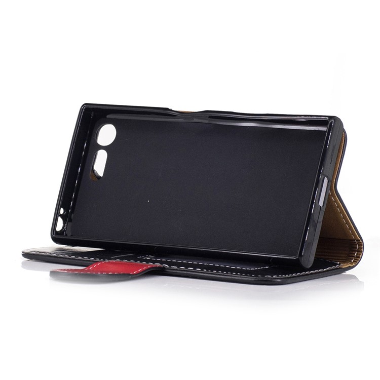 For Sony Xperia X Compact Graceful Stitching Wallet Leather Phone Case Stand - Black-4