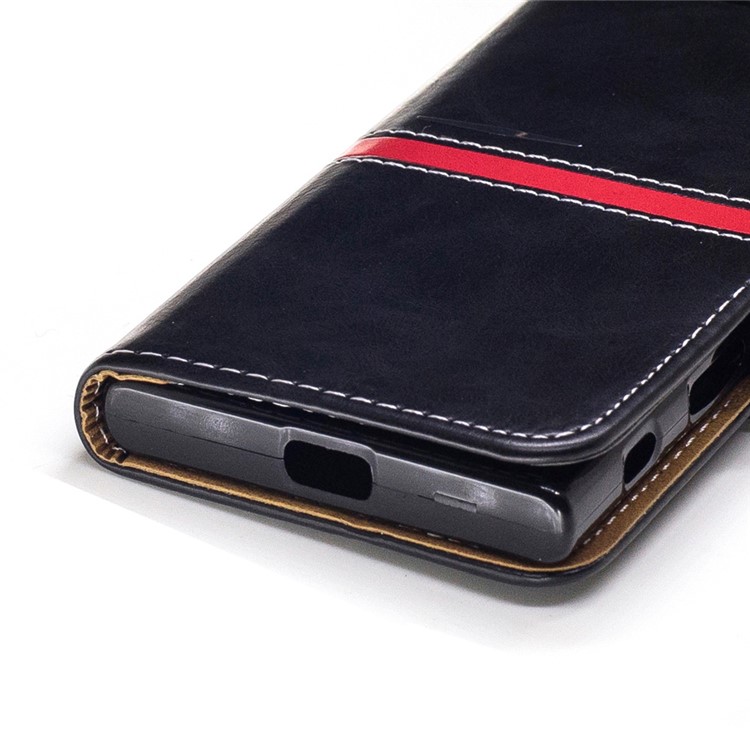 For Sony Xperia X Compact Graceful Stitching Wallet Leather Phone Case Stand - Black-5