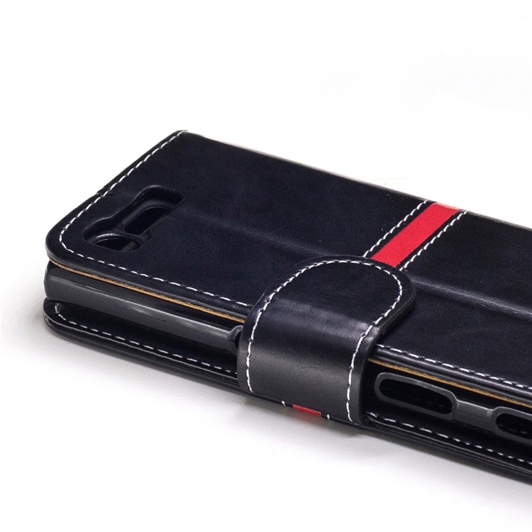 For Sony Xperia X Compact Graceful Stitching Wallet Leather Phone Case Stand - Black-6