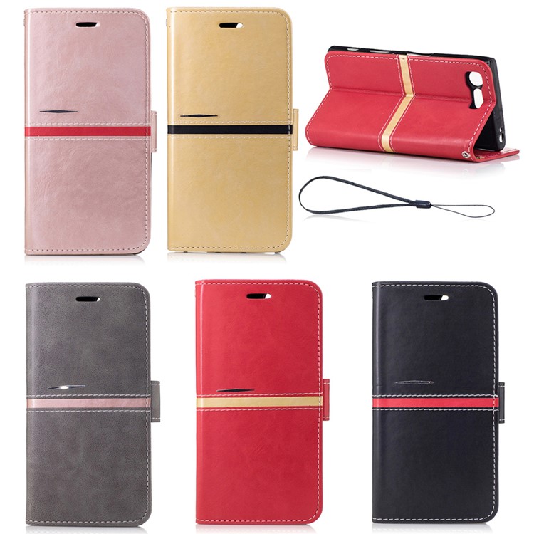 For Sony Xperia X Compact Graceful Stitching Wallet Leather Phone Case Stand - Black-9