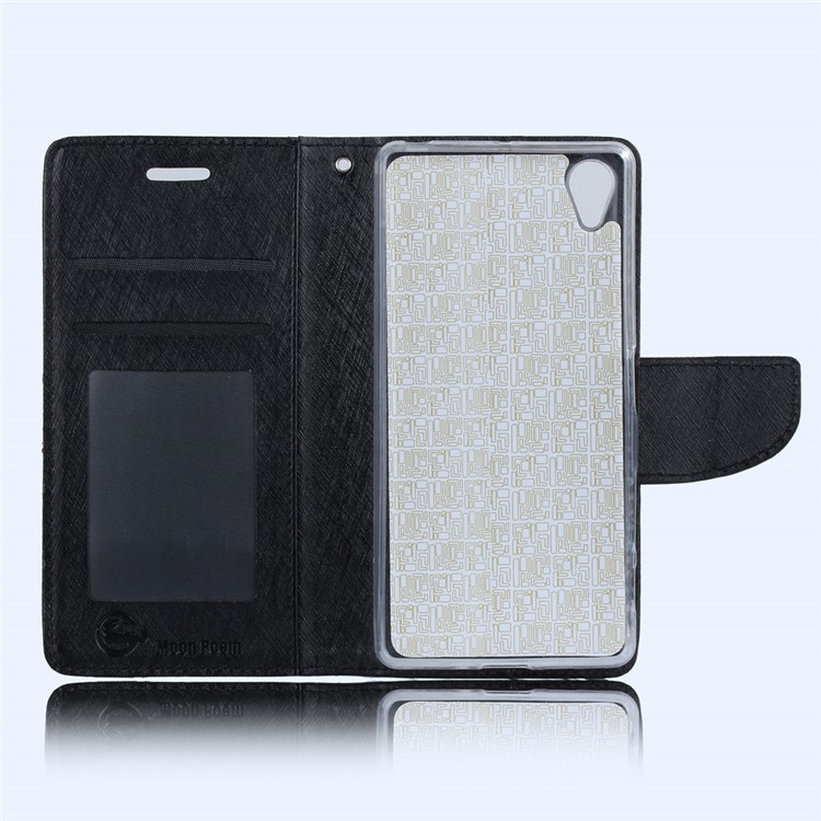 XIEKE Moon Poem Wallet Stand Leather Phone Casing for Sony Xperia X - Black-4