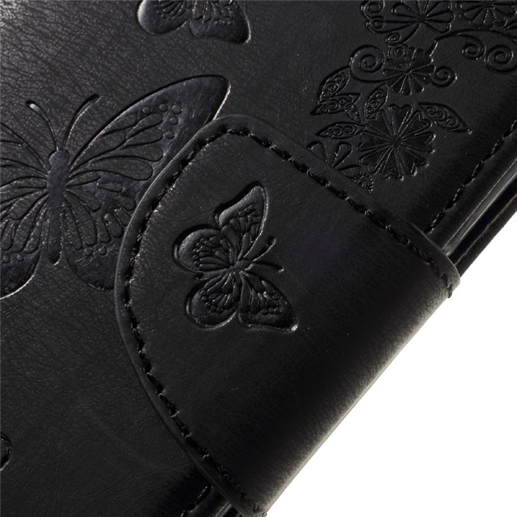 Imprinted Butterfly Flowers Leather Wallet Case for Sony Xperia X Compact - Black-10