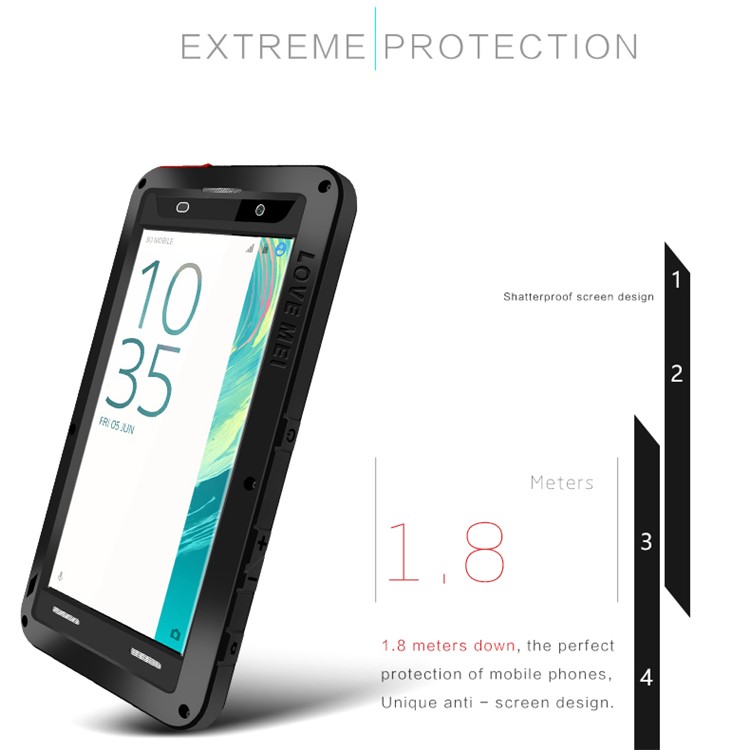 LOVE MEI Powerful Shockproof Drop-proof Dust-proof Case for Sony Xperia XA / XA dual - Black-11
