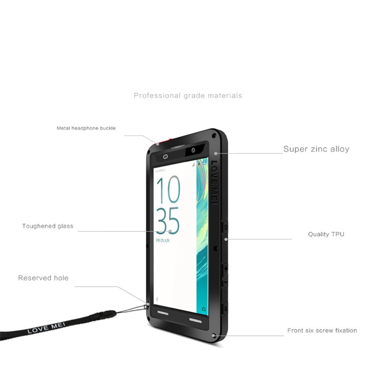 LOVE MEI Powerful Shockproof Drop-proof Dust-proof Case for Sony Xperia XA / XA dual - Black-7