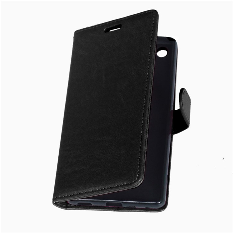 Multi ID/Credit Card Slots Crazy Horse Leather Case for Sony Xperia M5 / M5 Dual - Black-4
