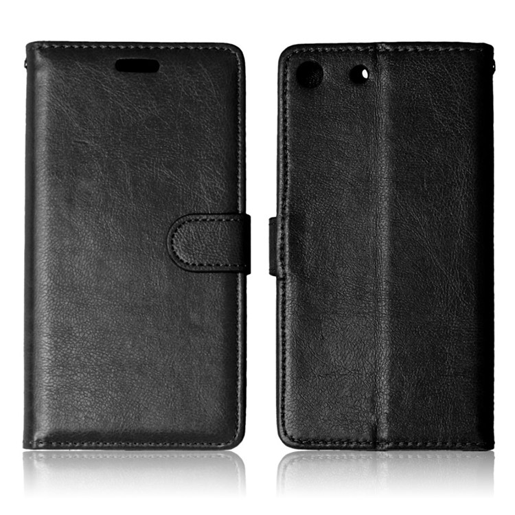 Multi ID/Credit Card Slots Crazy Horse Leather Case for Sony Xperia M5 / M5 Dual - Black-8