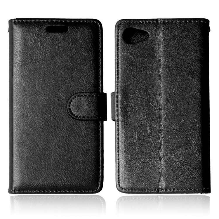 Crazy Horse Wallet Leather Stand Case for Sony Xperia Z5 Compact - Black-4