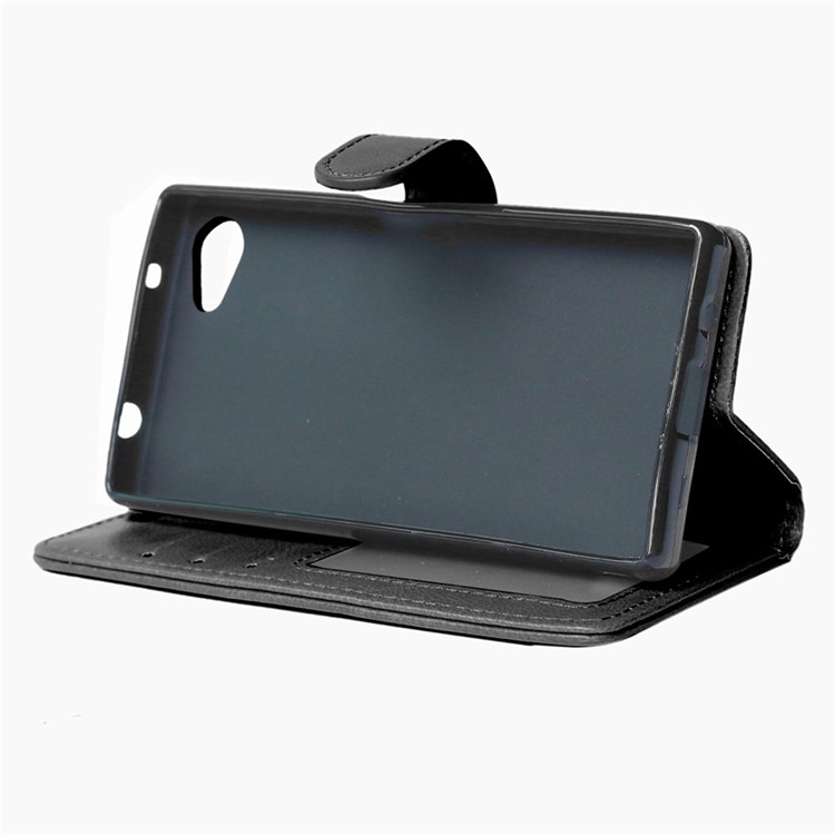 Crazy Horse Wallet Leather Stand Case for Sony Xperia Z5 Compact - Black-5