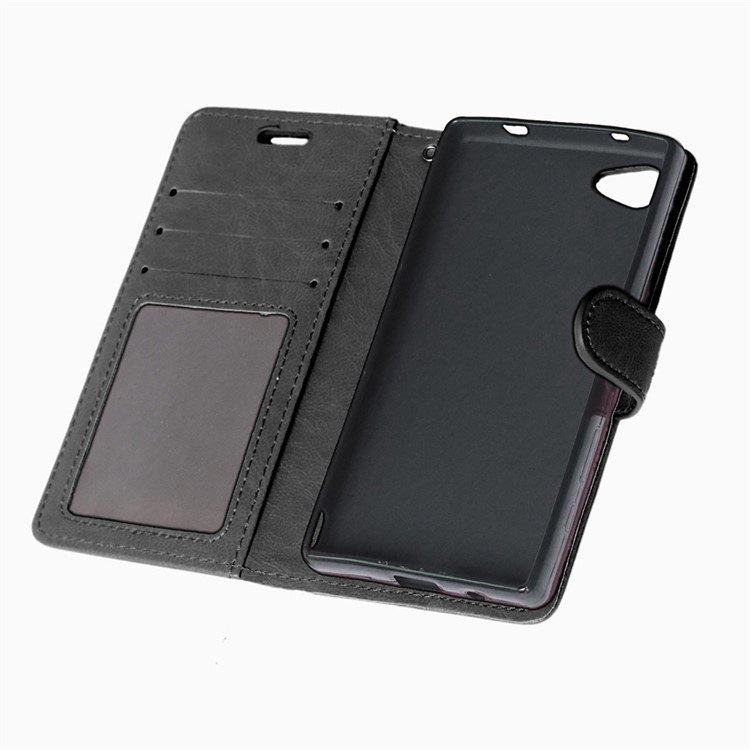 Crazy Horse Wallet Leather Stand Case for Sony Xperia Z5 Compact - Black-8