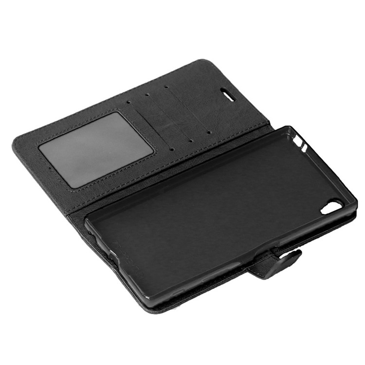 Crazy Horse Leather Wallet Case for Sony Xperia Z5 Premium / Dual - Black-4