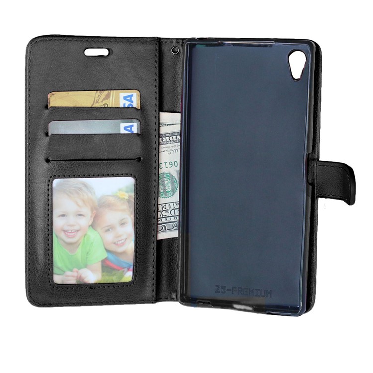 Crazy Horse Leather Wallet Case for Sony Xperia Z5 Premium / Dual - Black-6