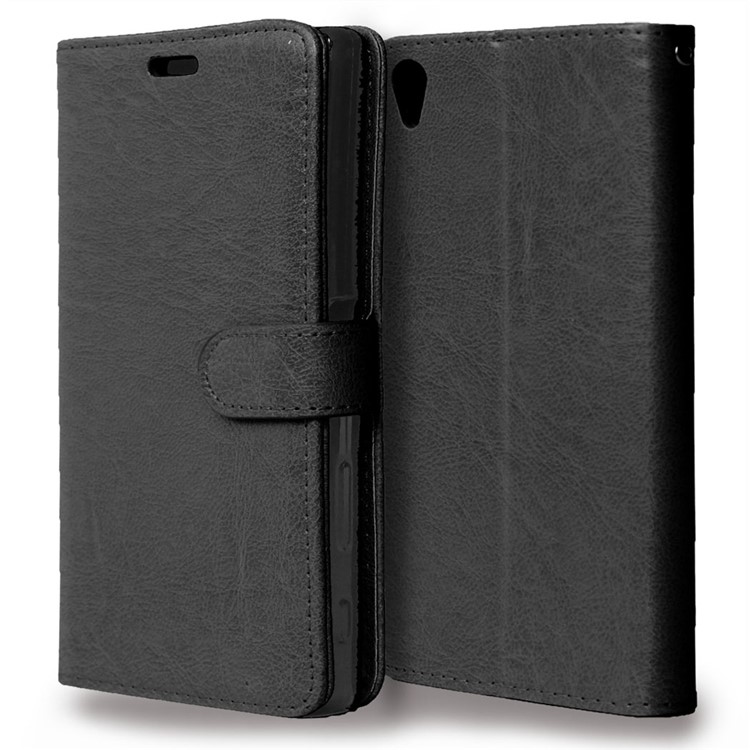 Crazy Horse Leather Wallet Case for Sony Xperia Z5 Premium / Dual - Black-7