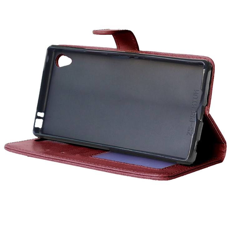 Crazy Horse PU Leather Wallet Case for Sony Xperia Z5 Premium / Premium Dual - Brown-2