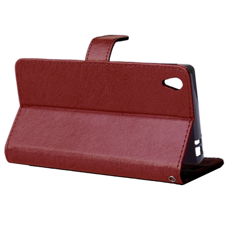 Crazy Horse PU Leather Wallet Case for Sony Xperia Z5 Premium / Premium Dual - Brown-3