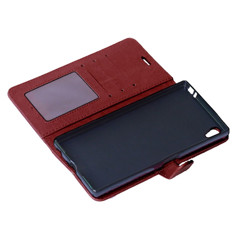 Crazy Horse PU Leather Wallet Case for Sony Xperia Z5 Premium / Premium Dual - Brown-4