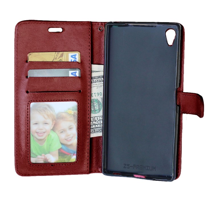 Crazy Horse PU Leather Wallet Case for Sony Xperia Z5 Premium / Premium Dual - Brown-6
