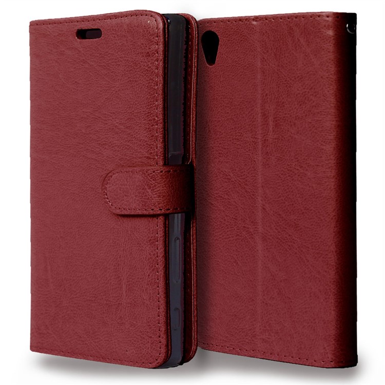 Crazy Horse PU Leather Wallet Case for Sony Xperia Z5 Premium / Premium Dual - Brown-7