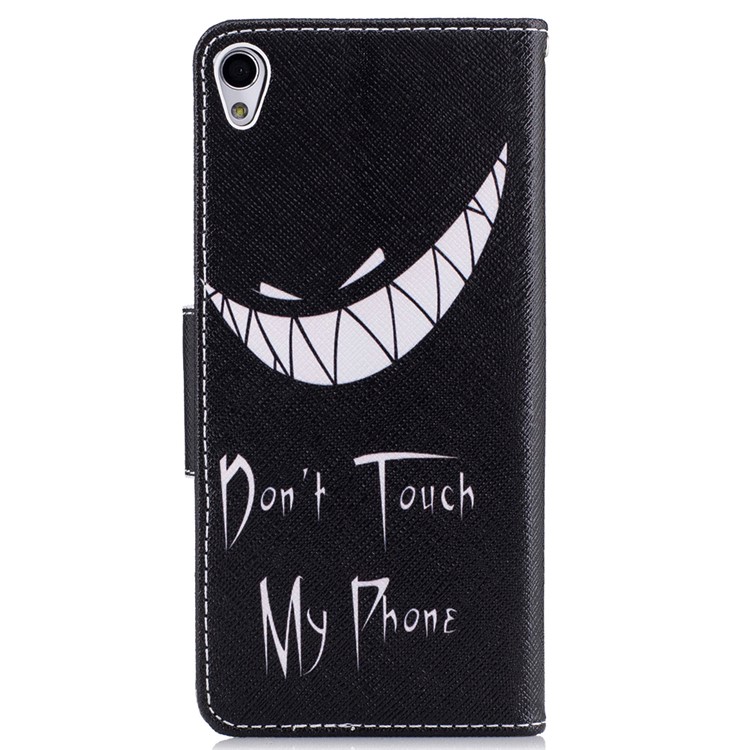 Pattern Printing Leather Wallet Case for Sony Xperia XA / XA Dual - Do not Touch My Phone-3