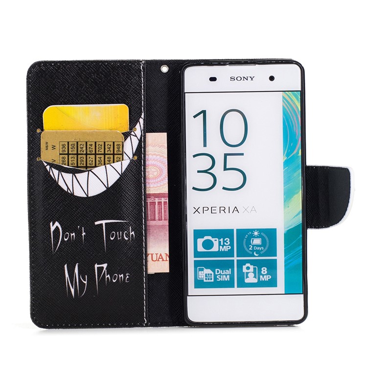 Pattern Printing Leather Wallet Case for Sony Xperia XA / XA Dual - Do not Touch My Phone-8