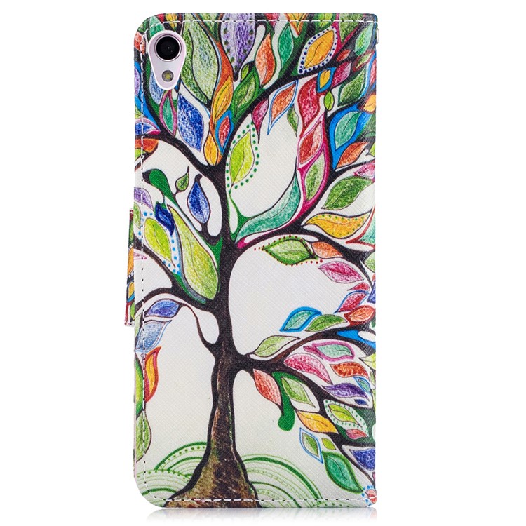Pattern Printing PU Leather Wallet Case for Sony Xperia XA / XA Dual - Colorized Tree-3