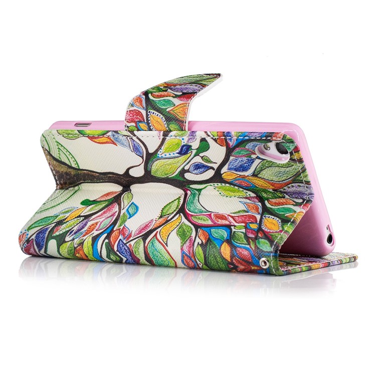 Pattern Printing PU Leather Wallet Case for Sony Xperia XA / XA Dual - Colorized Tree-4