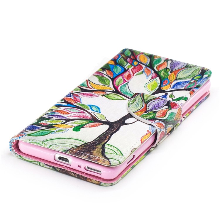 Pattern Printing PU Leather Wallet Case for Sony Xperia XA / XA Dual - Colorized Tree-6