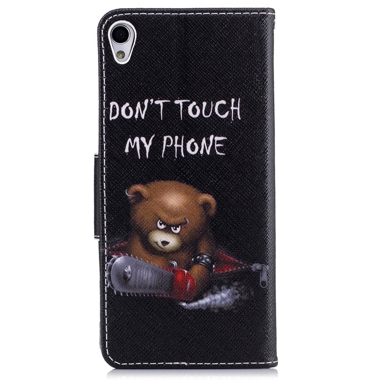 Pattern Printing Leather Card Holder Case for Sony Xperia XA / XA Dual - Brown Bear-3