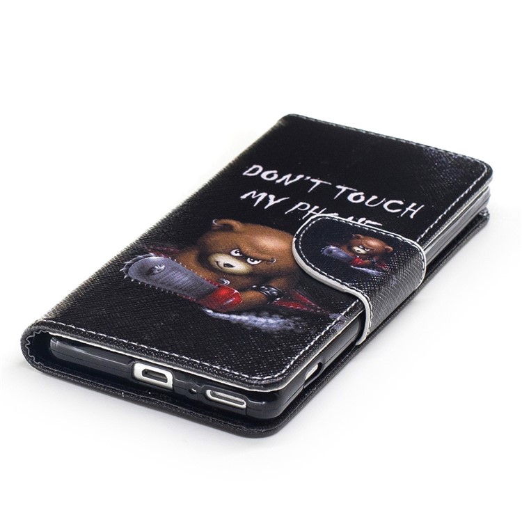 Pattern Printing Leather Card Holder Case for Sony Xperia XA / XA Dual - Brown Bear-6