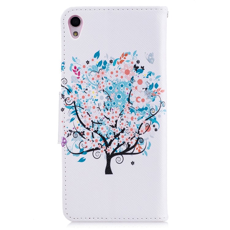 Pattern Printing PU Leather Wallet Case for Sony Xperia XA / XA Dual - Flowered Tree-3