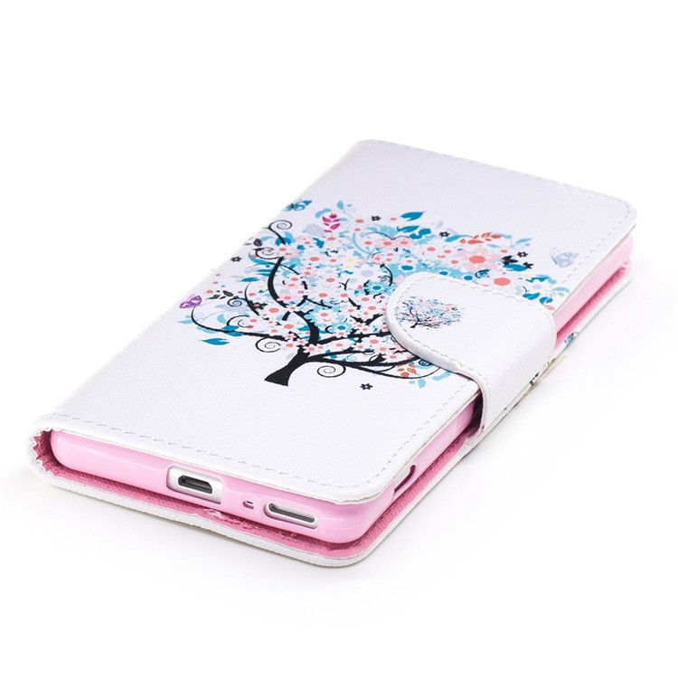 Pattern Printing PU Leather Wallet Case for Sony Xperia XA / XA Dual - Flowered Tree-6