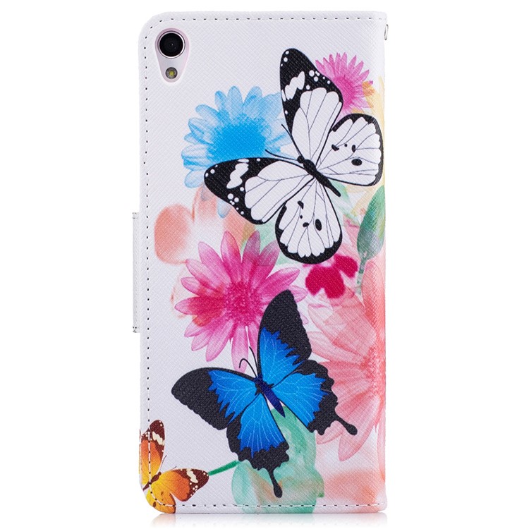 Pattern Printing Folio Leather Wallet Case for Sony Xperia XA / XA Dual - Vivid Butterflies-3