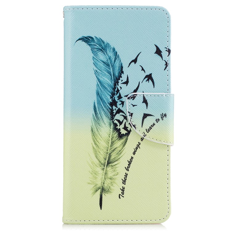 Pattern Printing Leather Wallet Cover Case for Sony Xperia XA / XA Dual - Feather Pattern-2
