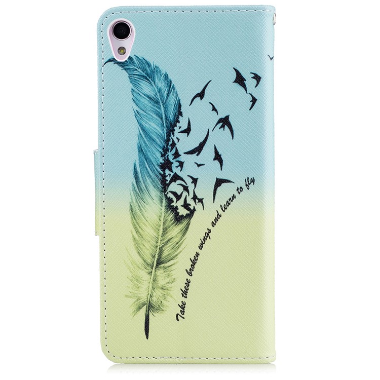 Pattern Printing Leather Wallet Cover Case for Sony Xperia XA / XA Dual - Feather Pattern-3