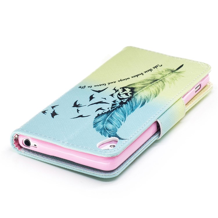 Pattern Printing Leather Wallet Cover Case for Sony Xperia XA / XA Dual - Feather Pattern-7