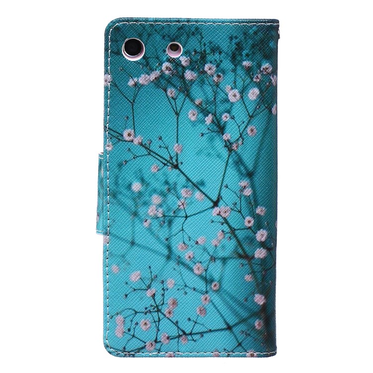 Pattern Printing Leather Wallet Case for Sony Xperia M5 E5603 E5606 E5653 - Pink Floret-2
