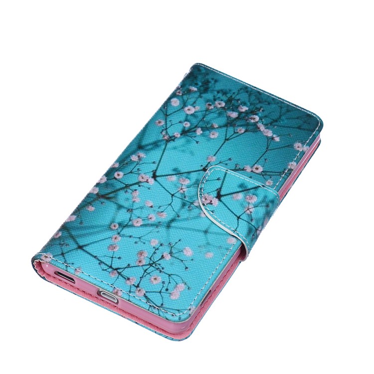 Pattern Printing Leather Wallet Case for Sony Xperia M5 E5603 E5606 E5653 - Pink Floret-3