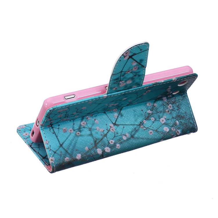 Pattern Printing Leather Wallet Case for Sony Xperia M5 E5603 E5606 E5653 - Pink Floret-6