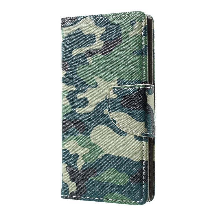 Pattern Printing Leather Wallet Mobile Casing for Sony Xperia X Compact - Camouflage Pattern-2