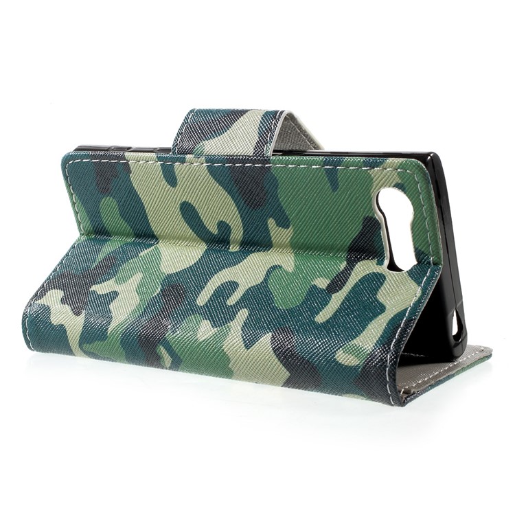 Pattern Printing Leather Wallet Mobile Casing for Sony Xperia X Compact - Camouflage Pattern-4
